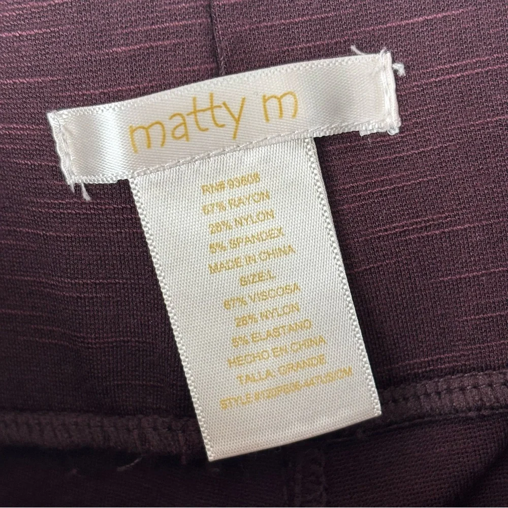 Matty M Women Slub Ponte Stretch Legging Pants With Pockets Deep Burgundy Large